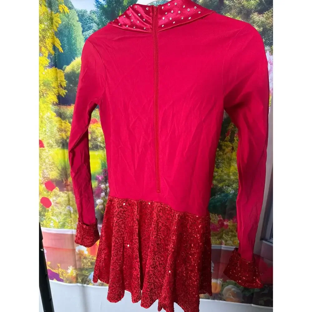 0199 Weissman Blackbird Red Tap Jazz Dance Costume SA Rhinestone Dress - Picture 5 of 7